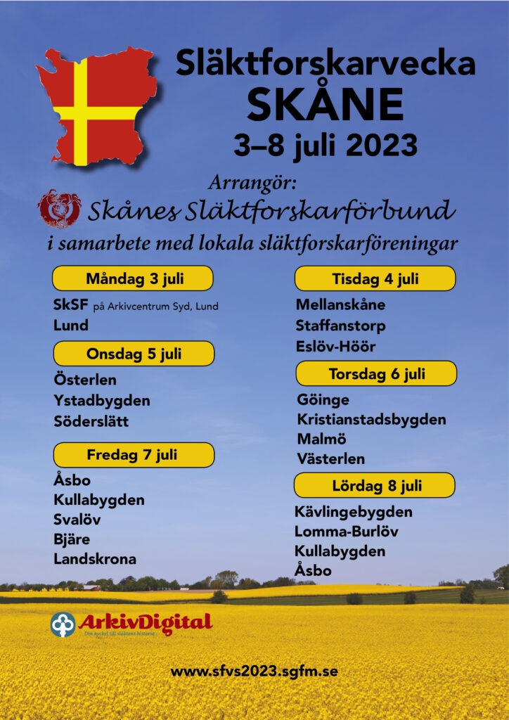 Veckoannons | Släktforskarvecka Skåne 2023